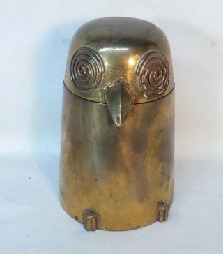 Vtg Mid Century Modern Brass Owl Penguin Bird Toothpick Holder