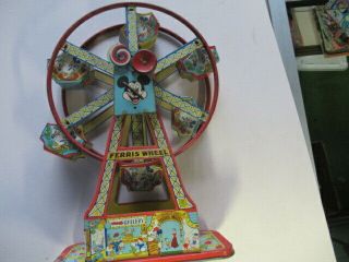 Disneyland Ferris Wheel " Mickey Mouse Tin Wind - Up Toy