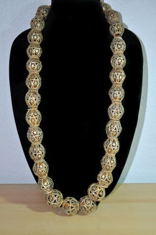 Vintage Brass Bead Necklace From India Before 1978 1 Lb.  1.  10 Oz Hand Strung