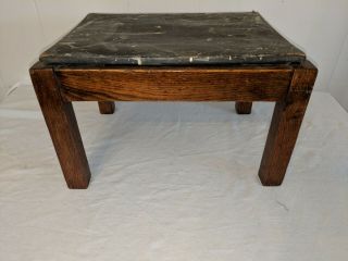 Vintage Arts Crafts Mission Oak Foot Stool Surface 2