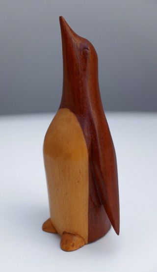 Vintage Wooden Sculpture Penguin 1960s 70s