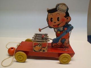 Rare Antique Columbia Pictures Scrappy And His Dog Xylophone Pull Toy -