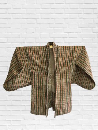 Vintage Japanese Kimono,  Antique Haori,  Craft Material,  Abstract Grid