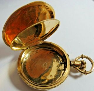 ANTIQUE SWISS 18K SOLID YELLOW GOLD HUNTING CASE POCKET WATCH NOT SCRAP 27 gr 11