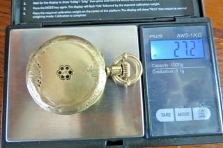 ANTIQUE SWISS 18K SOLID YELLOW GOLD HUNTING CASE POCKET WATCH NOT SCRAP 27 gr 12