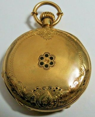 Antique Swiss 18k Solid Yellow Gold Hunting Case Pocket Watch Not Scrap 27 Gr