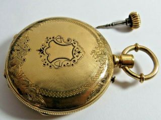 ANTIQUE SWISS 18K SOLID YELLOW GOLD HUNTING CASE POCKET WATCH NOT SCRAP 27 gr 8