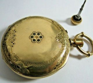 ANTIQUE SWISS 18K SOLID YELLOW GOLD HUNTING CASE POCKET WATCH NOT SCRAP 27 gr 9