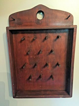 Primitive Wall Mount Home Wooden Pegs Key Holder / Box