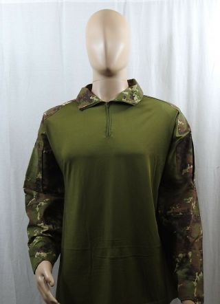 Italian Military Surplus Vegetato Camo Moisture Wicking Combat Shirt Size:large