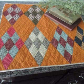 Rich Cheddar Farmhouse Antique 1860 Table Or Doll Quilt 24 1/2 X23