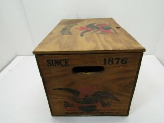 OLD WOOD ANHEUSER BUSH BEER MANCAVE BARWARE CHECKERS BOTTLE CAPS CRATE BOX 4