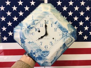 Vintage Dutch Themed Usa Made 8 Day Movement Wall Clock 11 " X 11 "