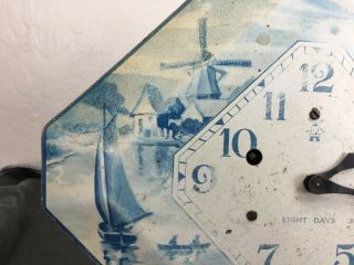 Vintage Dutch Themed USA Made 8 Day Movement Wall Clock 11 