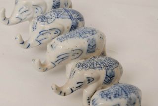 5 x Vintage Small Blue and White Ceramic Elephants 4