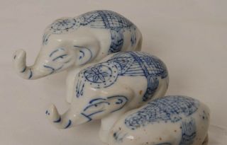 5 x Vintage Small Blue and White Ceramic Elephants 5