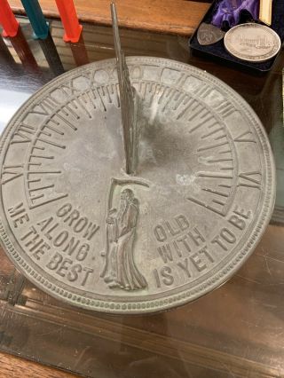 Antique/vintage Heavy Iron Sign/sun Dial " Grow Old.  The Best Is Yet To Come "
