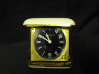 Vintage White Fancy West Clox Travel Alarm Clock,  Germany