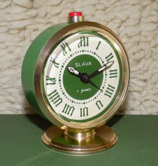 Vintage Mechanical Alarm Clock Slava 11 Jewels Russian Ussr Soviet 1980s 16619