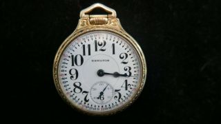 Antique 950 Hamilton 23 Jewel Pocket Watch W/ Lever Set Time Running