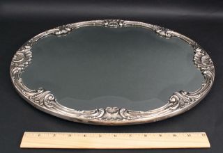 Antique Peruvian Sterling Silver,  Oval Dresser Plateau Or Hanging Mirror,  Nr