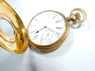 Lady Waltham 18K Solid Gold Demi - Hunter Case Pocket Watch 10052857 4