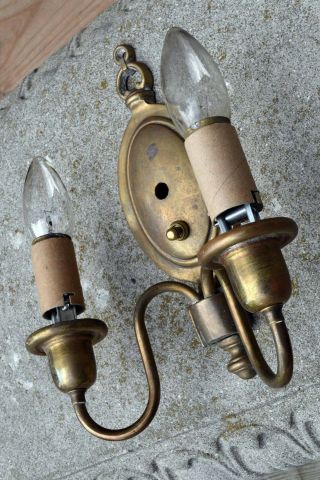 vintage pair brass cast two arm sconce 2