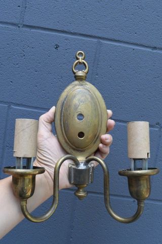 vintage pair brass cast two arm sconce 5