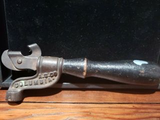 1893 Antique Wood Handle Can Opener Marked A.  S.  Co Columbia Vintage Estate Find