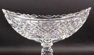 Large Antique 19thC Hand Blown Diamond Cut Glass Footed Fruit Bowl,  NR 3