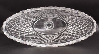 Large Antique 19thC Hand Blown Diamond Cut Glass Footed Fruit Bowl,  NR 5