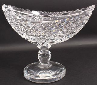 Large Antique 19thC Hand Blown Diamond Cut Glass Footed Fruit Bowl,  NR 8