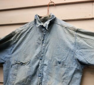 WWII US Navy Denim Shirt Vintage Levi Vet Estate Stencil Name Gunnery 4