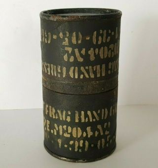 Vintage Army Hand Grenade Mk 2 Hardpaper/box Cont.  M41a1 Round Empty Box