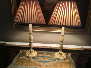Quality Vintage Hand Painted Candlestick Table Lamps