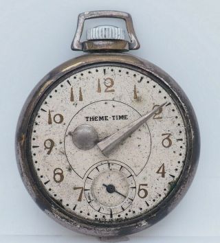 Silver Plated Theme - Time World Fair Open Face 48mm Pocket Watch " Parts/repair "