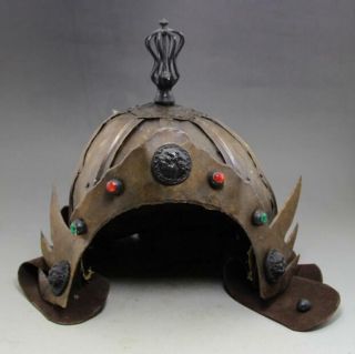 Rare Old Chinese Brass Warrior Generals Protection Gear Helmet Hat Cap E02