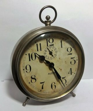 Antique Ingraham " Aurora " Wind Up Alarm Clock