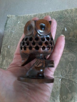 Antique Carved Lignum Vitae Owl