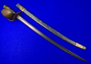 Antique US Civil War 1861 Dated Ames Navy Cutlass Sword w/ Rare Scabbard 3