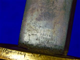 Antique US Civil War 1861 Dated Ames Navy Cutlass Sword w/ Rare Scabbard 7