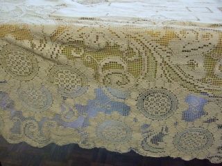 Antique Linen Filet Lace Embroidered Tablecloth & 12 Matching Napkins 3