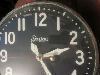 vintage Sessions school office business Wall Clock model 6W Black dial glass 2