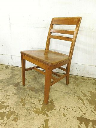 1950s Vintage Wood School Industrial Desk Clerk Chair Solid Maple