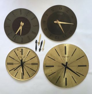 Vintage Seth Thomas Mid Century Wall Clock Starburst Sunburst Dials Hands Parts