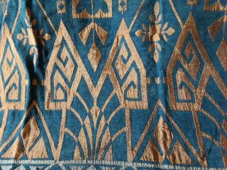 Vintage 1920s 1930s Art Deco chenille door curtain blue Aztec Egyptian design 4