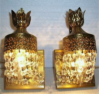 Pair,  Stunning,  Vintage Sconce,  Sconces W/tons Of Prisms,  Waterfall Lamp