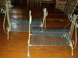 2 Vintage Mid - Century 1950s Metal Wire Record Album Holders Stands LPs 45s 3