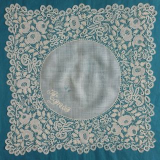 Antique Honiton Lace Handkerchief - Roses - Agnes