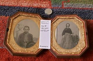 Cased Tin Photo of Pvt.  Peter Martin 151st York w/ Wife or Sister 3
